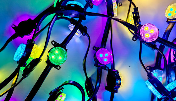 DMX512 पूर्ण रंग पिक्सेल आईसी DC12V मनोरंजन सवारी एलईडी रोशनी 3Leds 30 मिमी आउटडोर सजावट परिवर्तनीय बिंदु रोशनी